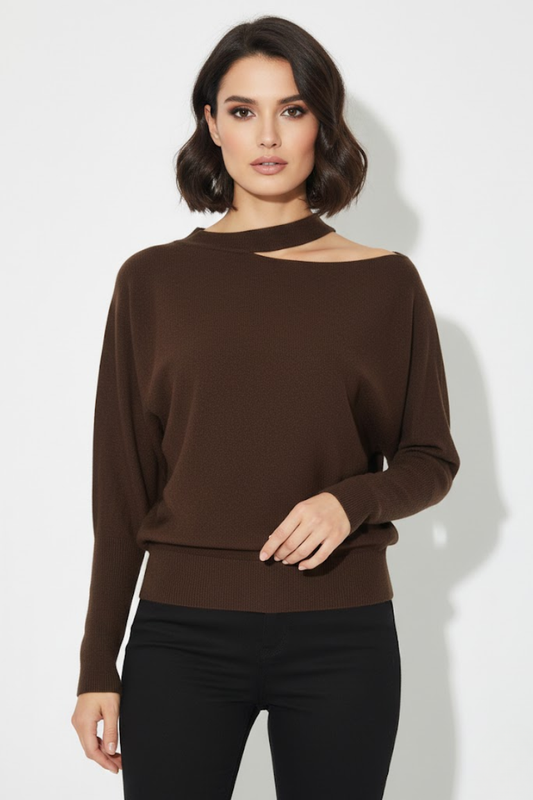 Asymmetric Neck Knit Sweater