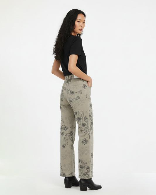Floral Print Straight-Leg Pants
