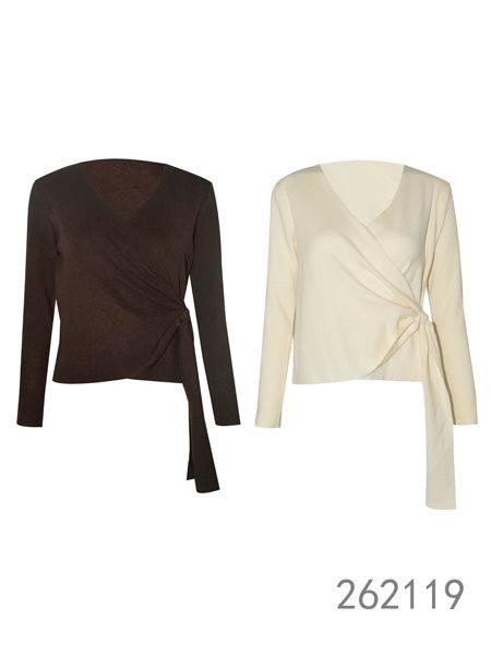 Wrap Tie Long Sleeve Knit Top