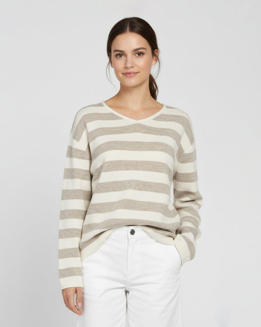 Striped Relaxed Fit Knit Sweater