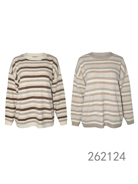 Striped Crew Neck Knit Sweater