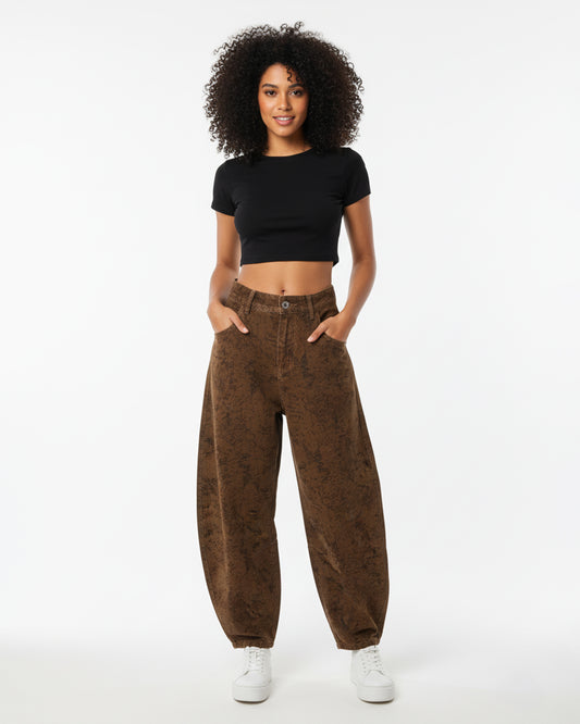 Textured Wide-Leg Pants
