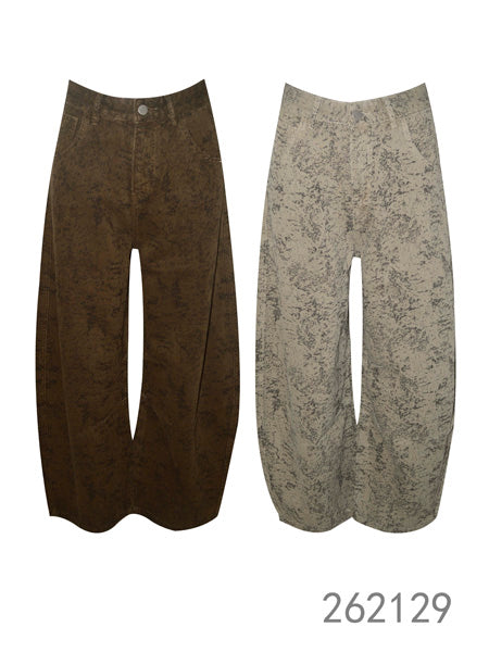 Textured Wide-Leg Pants