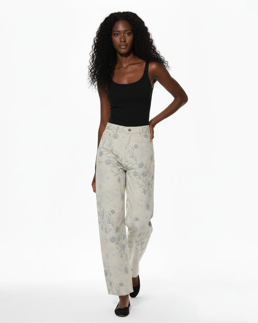 Botanical Print Relaxed Pants