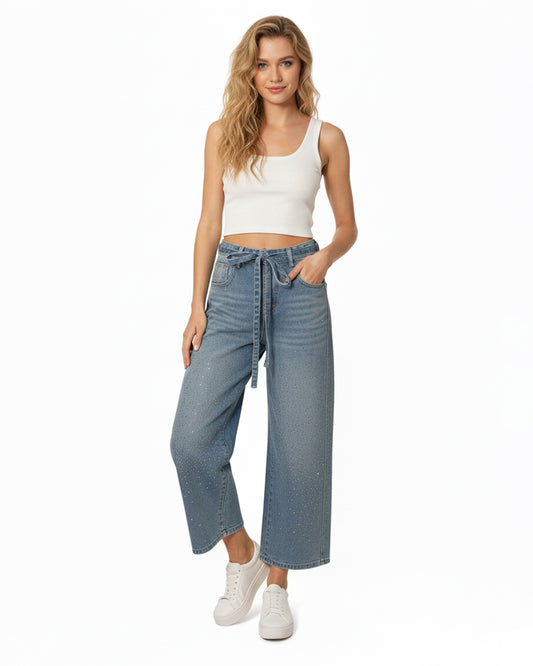 Sparkle Drawstring Denim Pants
