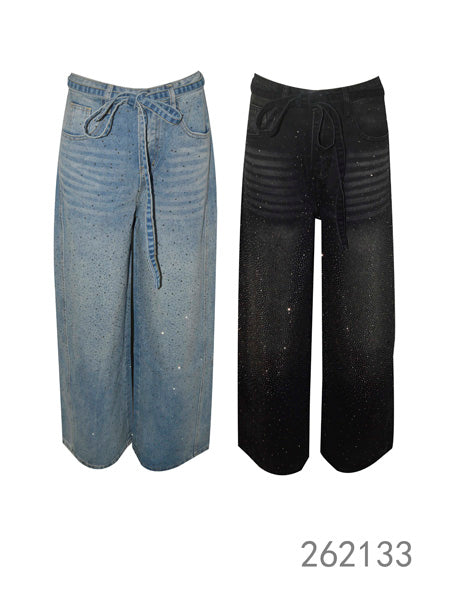 Sparkle Drawstring Denim Pants