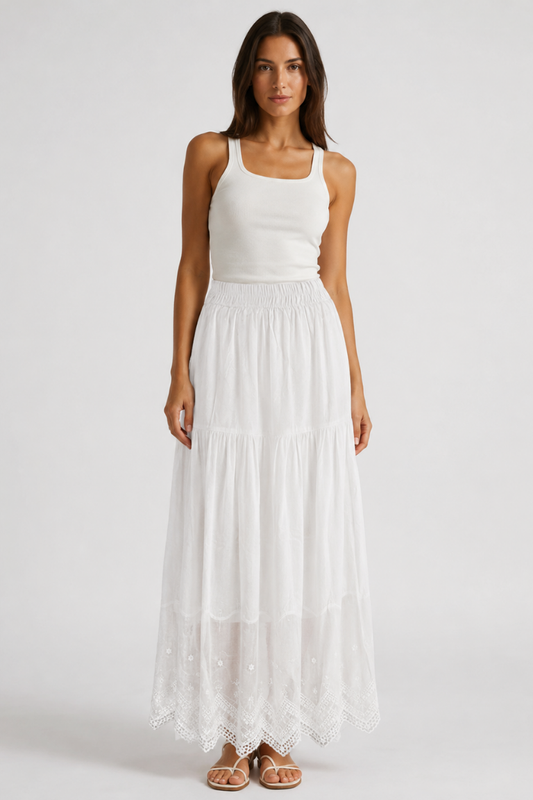 Tiered Cotton Maxi Skirt