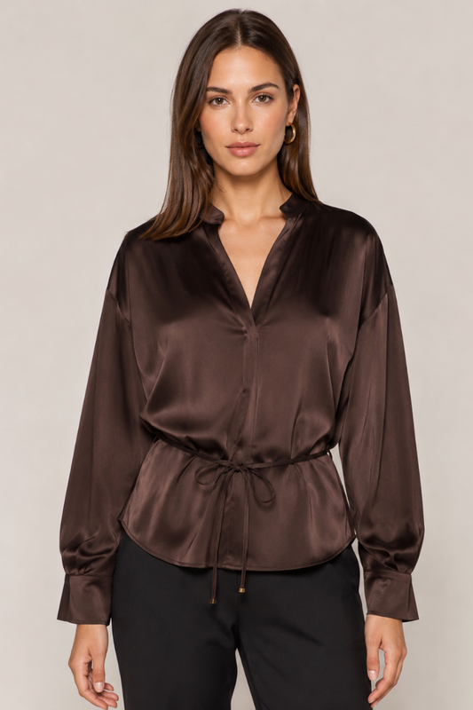 Satin Tie Waist Blouse