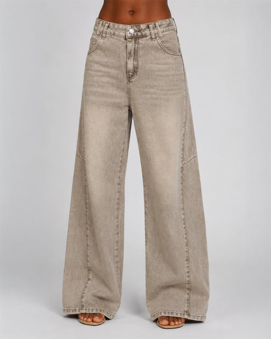 Wide Leg Cotton Denim Pants