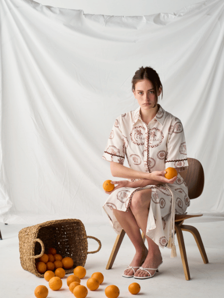 Printed Shirt Midi Dress