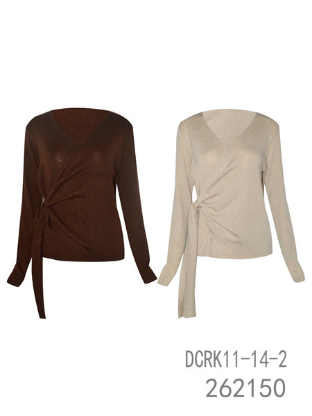 Wrap Tie Long Sleeve Knit Top