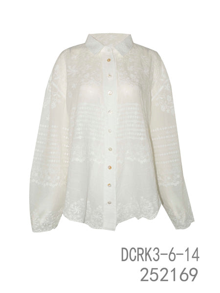 Embroidered Button-Down Blouse