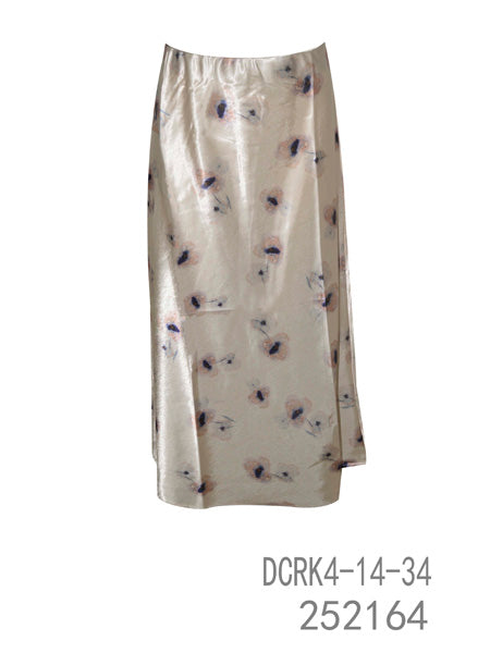 Floral Satin Midi Skirt