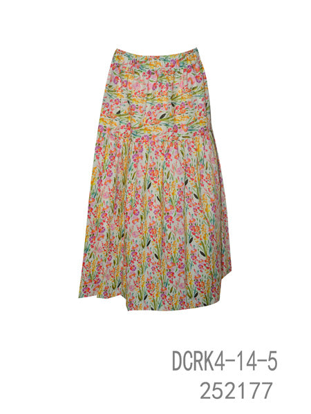 Floral Print Asymmetrical Midi Skirt