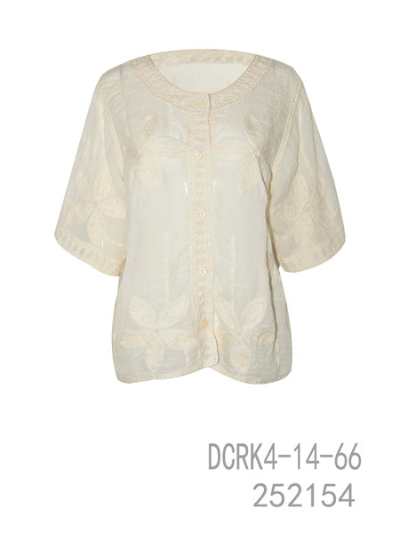 Sheer Embroidered Button Blouse