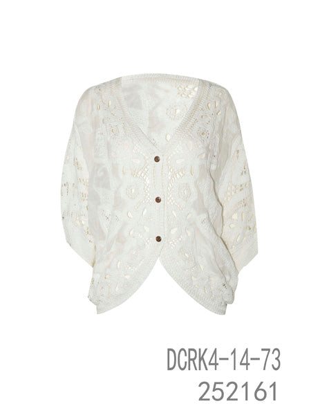 Crochet Knit Button Cardigan – Beige or White