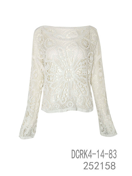 Floral Crochet Long Sleeve Top