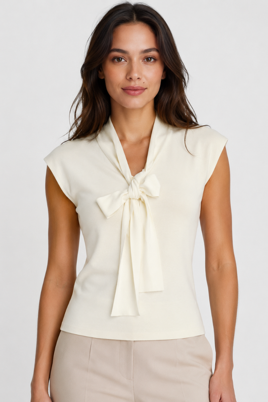 Tie Neck Sleeveless Knit Top