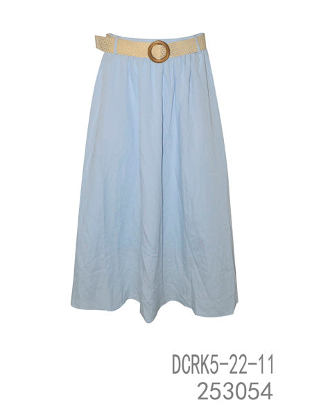 Belted A-Line Midi Skirt
