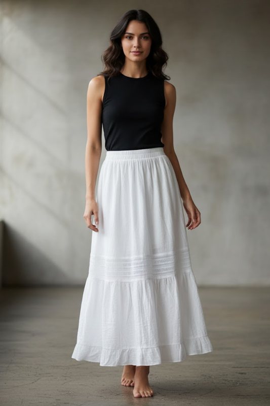 Textured Tiered Maxi Skirt
