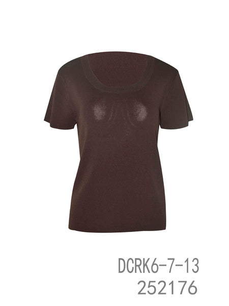 Ribbed Round-Neck Knit Top