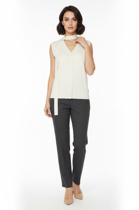 Sleeveless Knit Button-Up Vest