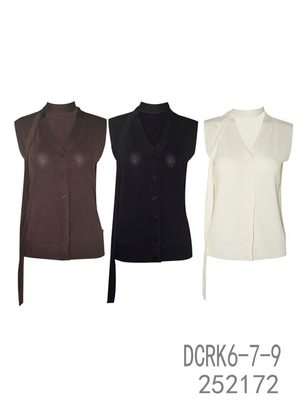 Sleeveless Knit Button-Up Vest