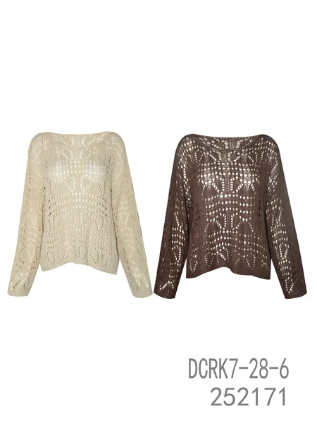 Crochet Knit Long Sleeve Top