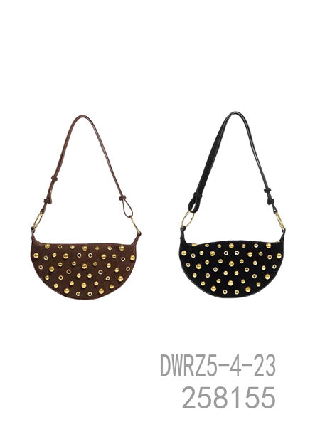 Studded Crescent Shoulder Bag