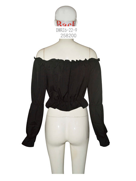 Off-Shoulder Black Long Sleeve Top