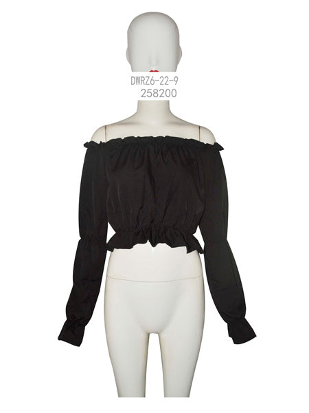Off-Shoulder Black Long Sleeve Top