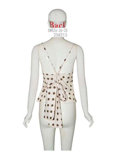 Polka Dot Peplum Tie-Back Top