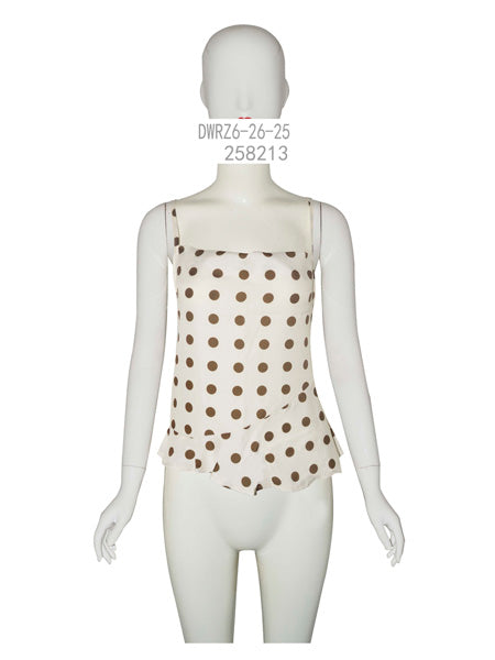 Polka Dot Peplum Tie-Back Top
