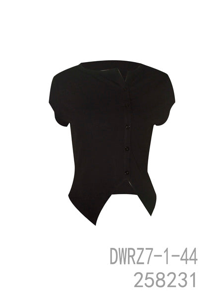 Asymmetrical Hem Button Crop Top