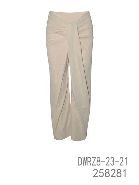 Draped Front High-Waist Wide Leg Pants