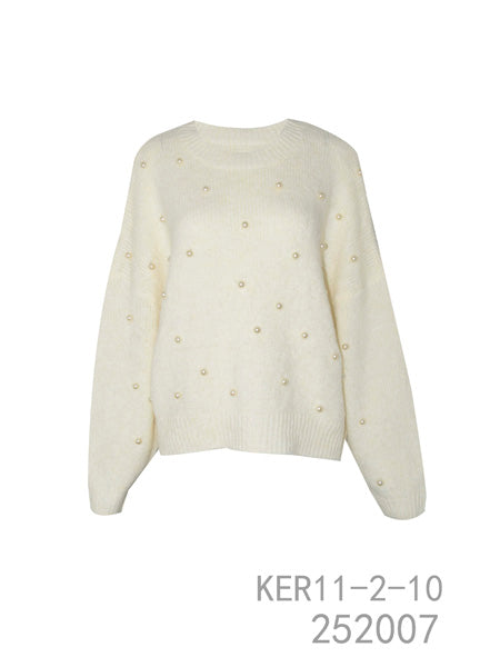 Ivory Pearl-Embellished Sweater