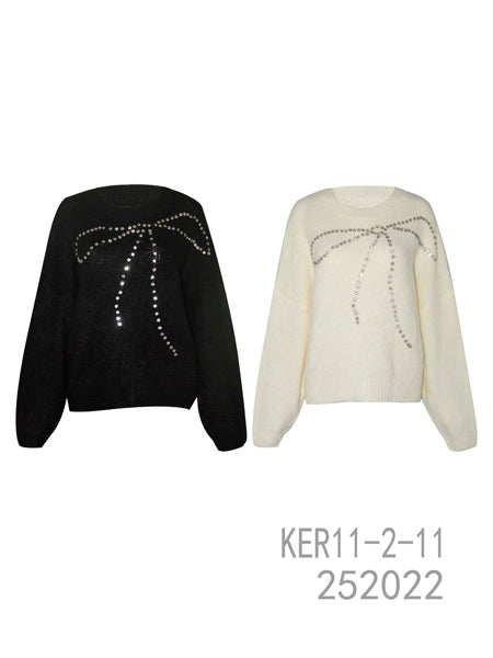 Embellished Bow Knit Sweater