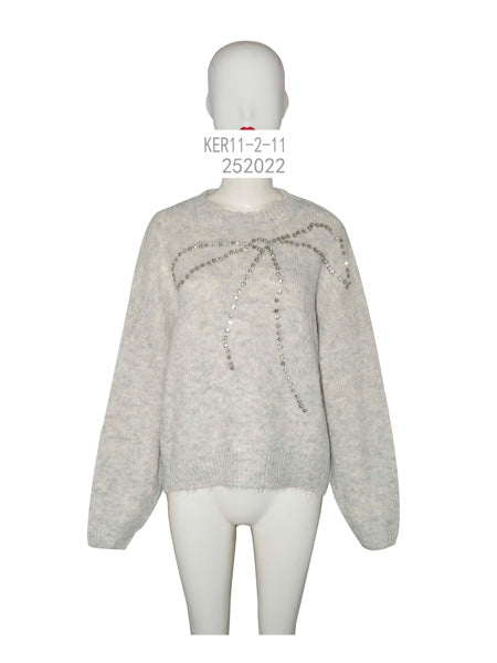 Embellished Bow Knit Sweater