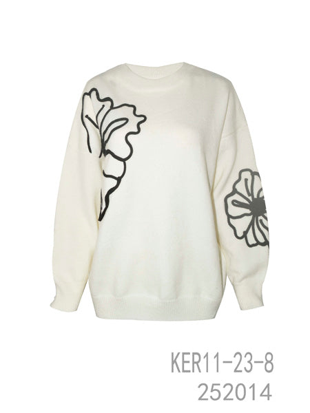 Floral Accent Knit Sweater