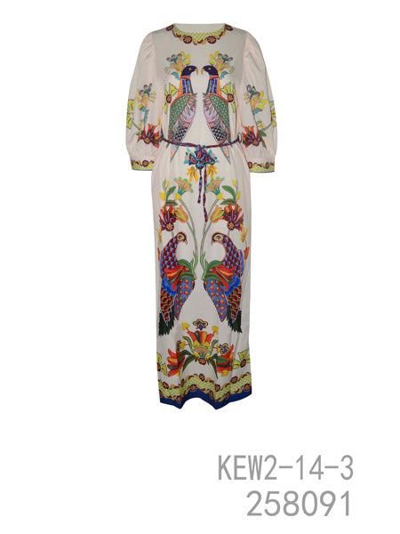 Peacock Print Maxi Dress