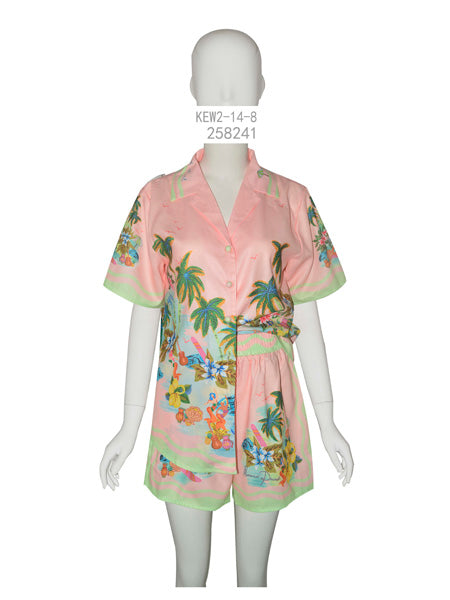 Tropical Print Shirt & Shorts Set