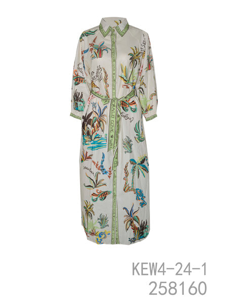 Tropical Print Shirt Dress
