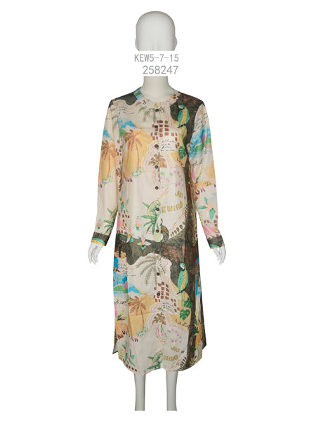 Tropical Parrot Print Midi Dress