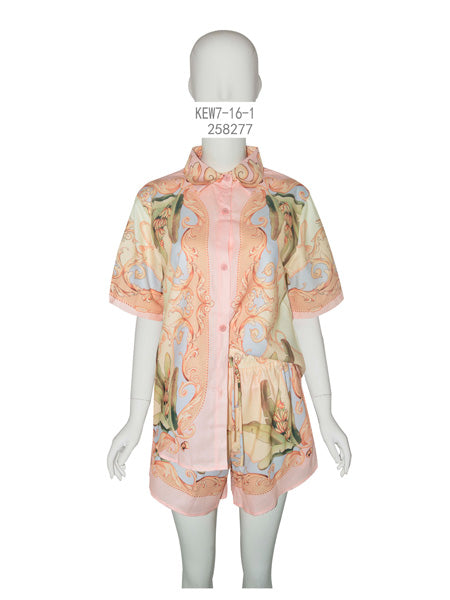 Printed Short-Sleeve Shirt & Shorts Set