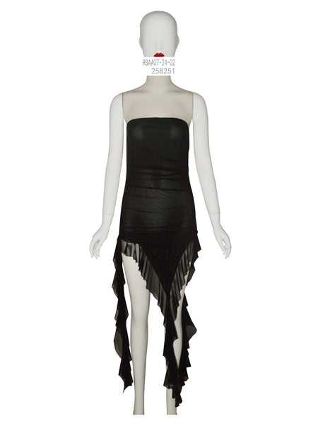 Ruffled Asymmetrical Strapless Dress