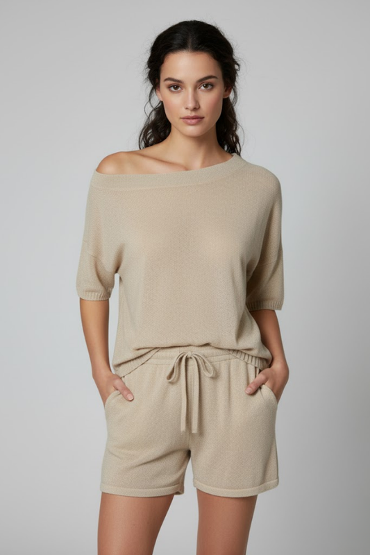 Off-Shoulder Knit Lounge Set