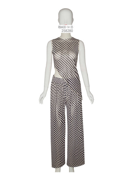 Asymmetrical Stripe Knit Set