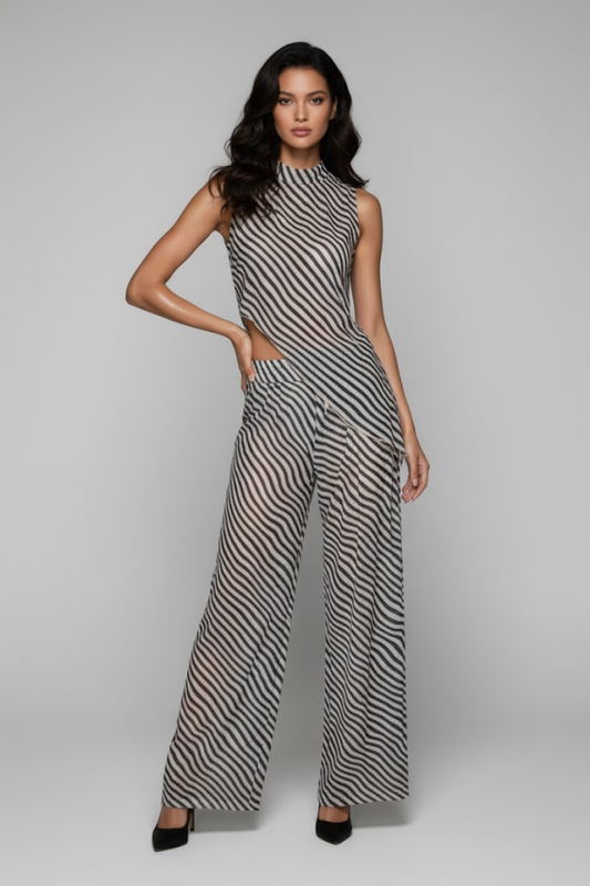 Asymmetrical Stripe Knit Set