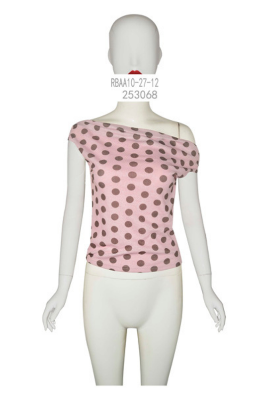Off-Shoulder Polka Dot Knit Top