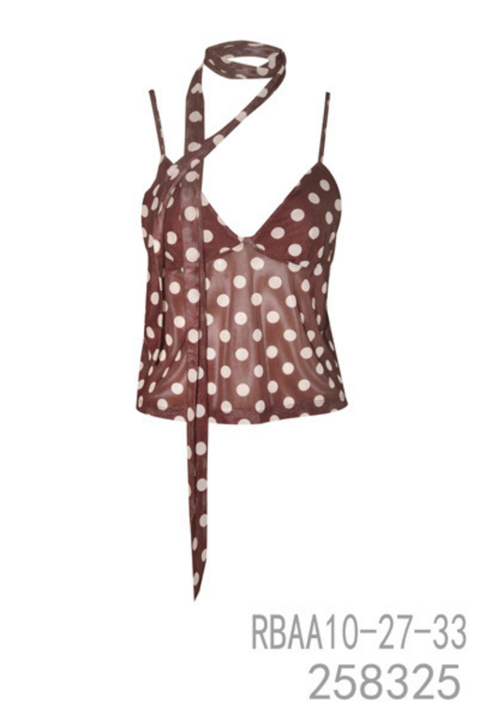 Polka Dot Halter Tie Camisole Top